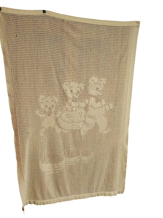 Burdines Other - Vintage Baby Blanket Made in Scotland Bears Waffle Weave Burdines